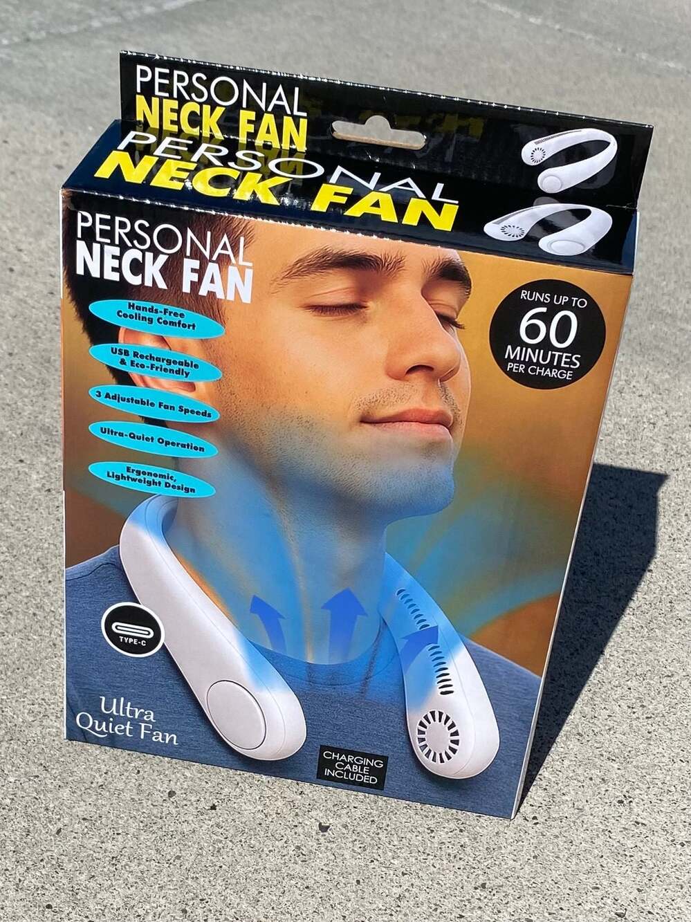 Kole Imports Personal Neck Fan USB Rechargeable Ultra-Quiet Portable Fan